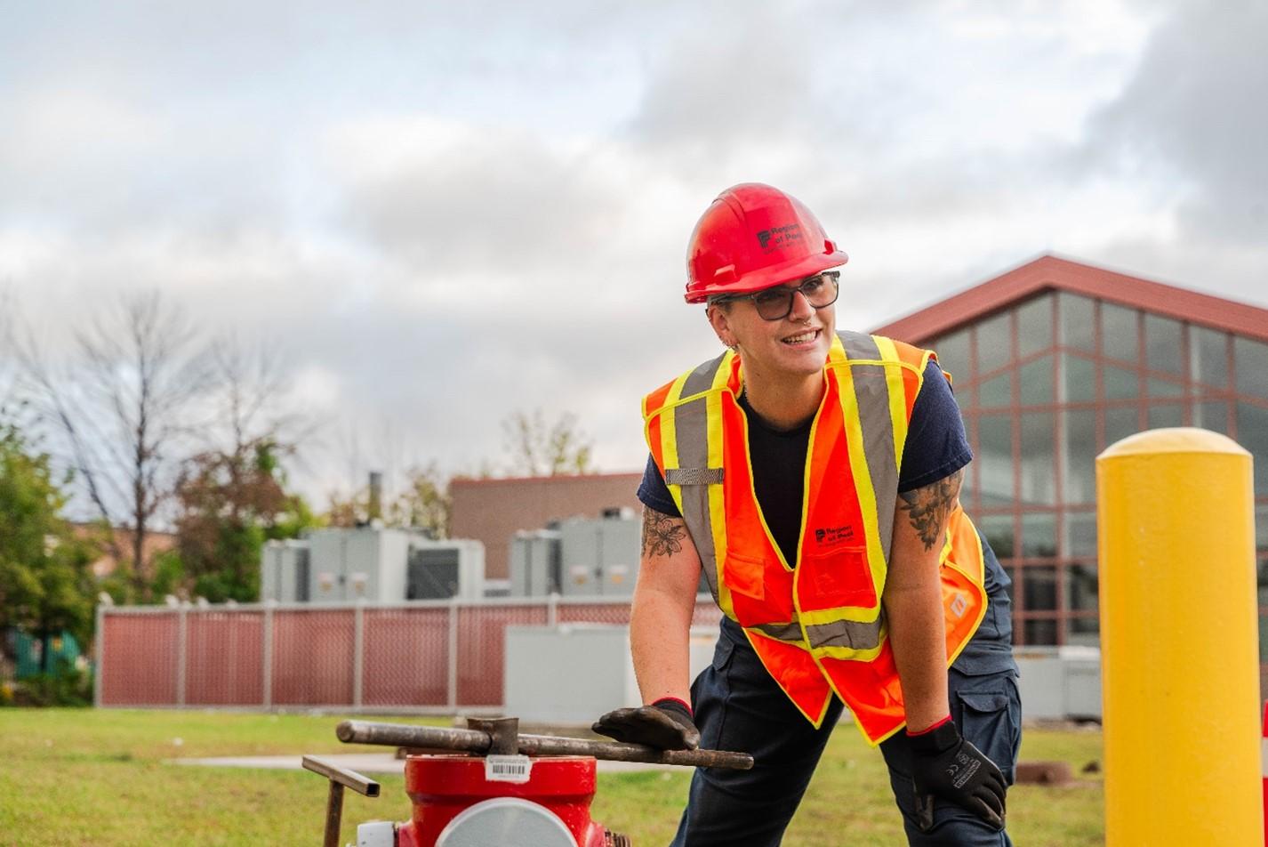Man working with water construction